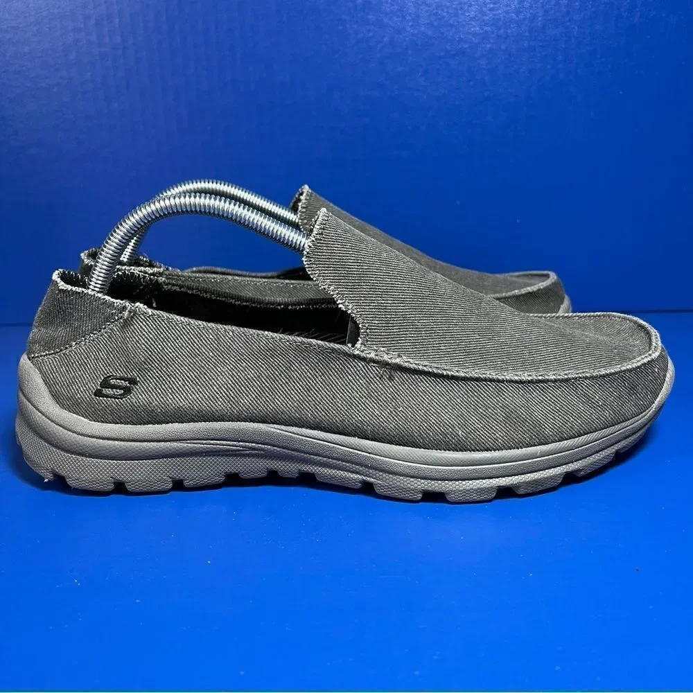 Skechers Superior Relaxed Fit‎ Canvas Slip On Loafers Grey Mens 10.5